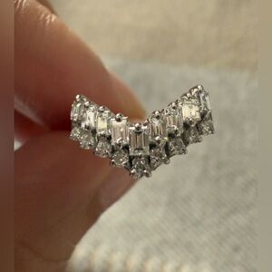 Pt900 Diamond V Ring Platinum